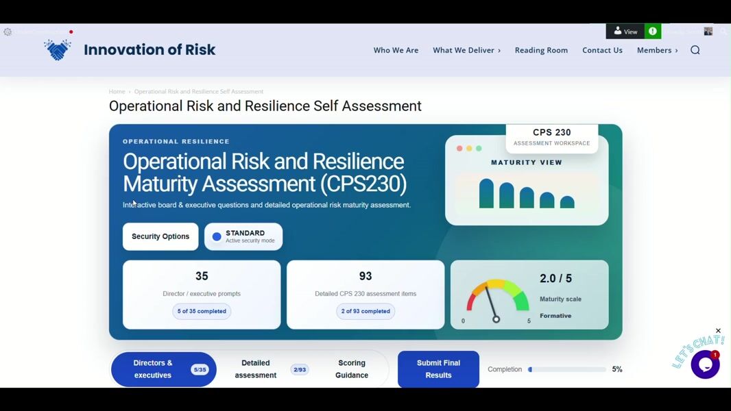 Operational & Resilience Risk Maturity Walkthrough - Innovation of Risk